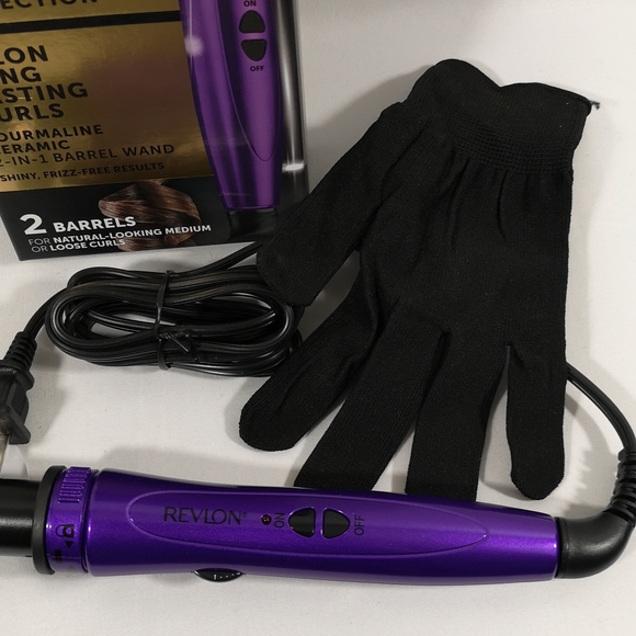 Revlon Tourmaline Ceramic Coated 2-in-1 Barrel Wand, New in Open Box, Purple - Picture 3 of 6